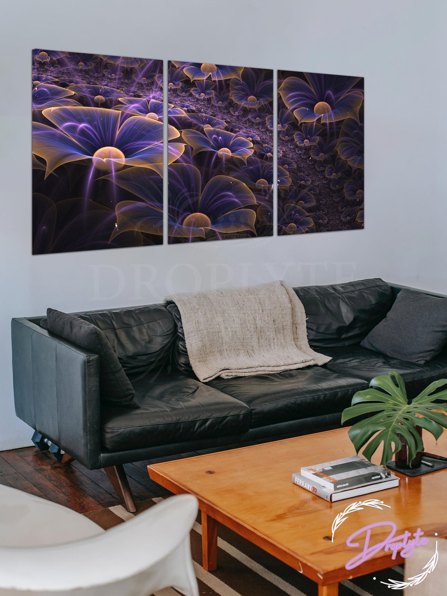 3-Piece Multicolor 3D Flowers Digital Painting Decorative Wall Art, 120cm x 60cm