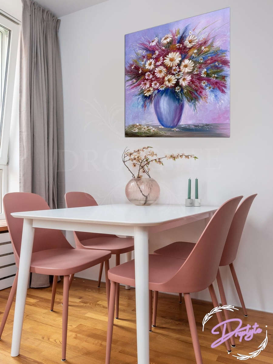 Multicolor Flowers Bouquet Painting Decorative Wall Art, 50cm x 50cm