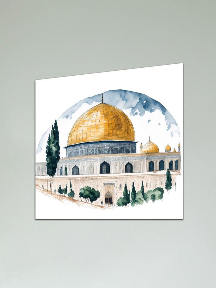 لوحة جدارية ديكورية لرسم رقمي للمسجد الأقصى فلسطين متعدد الألوان، 50 سم × 50 سم