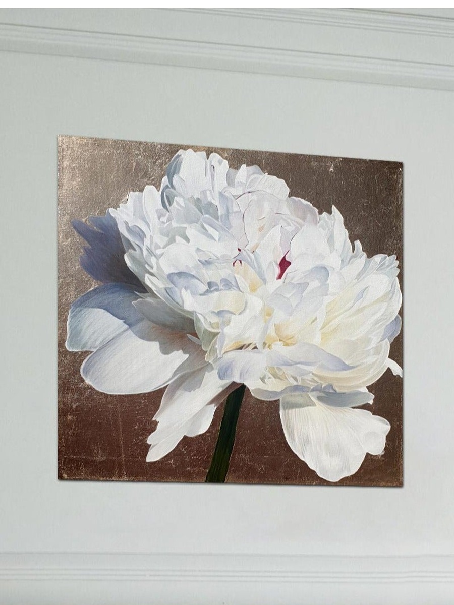White Flower Painting Decorative Wall Art, 50cm x 50cm