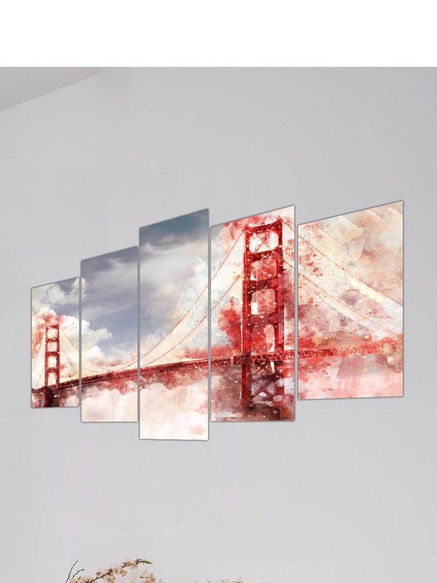 5-Piece Multicolor Bridge Painting Decorative Wall Art 100cm x 60cm
