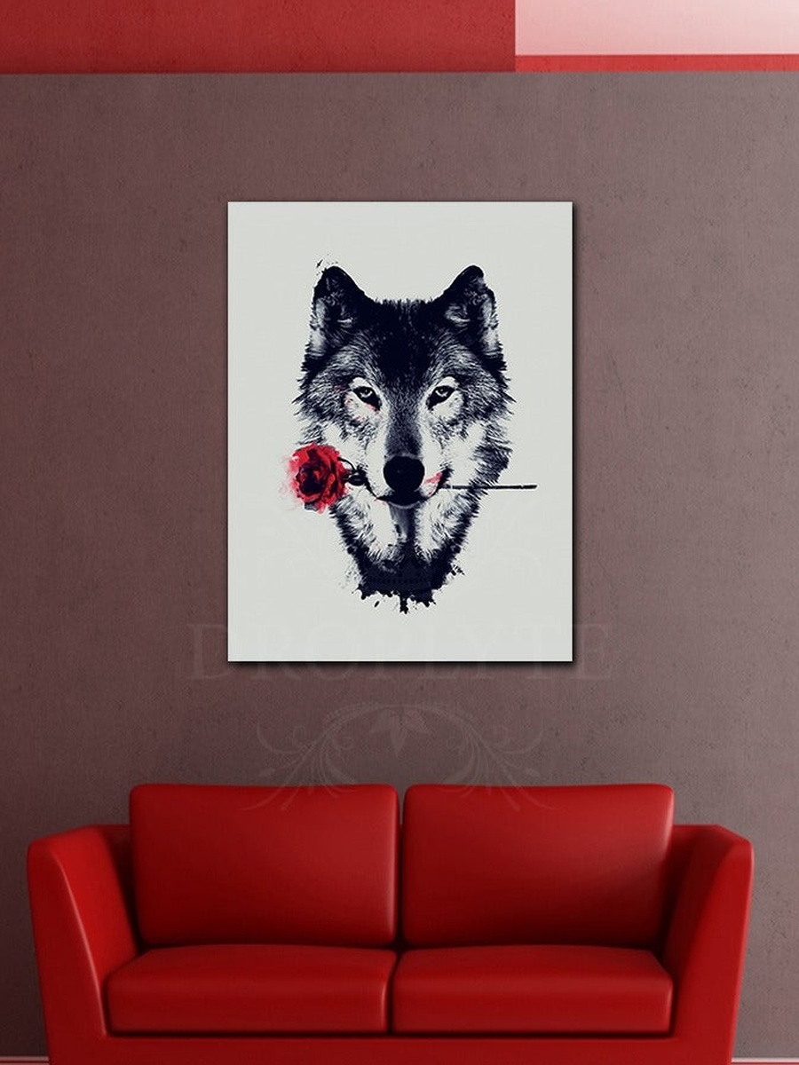 Beautiful Wolf Wall Art Canvas with Wooden Frame, 30cm x 40cm