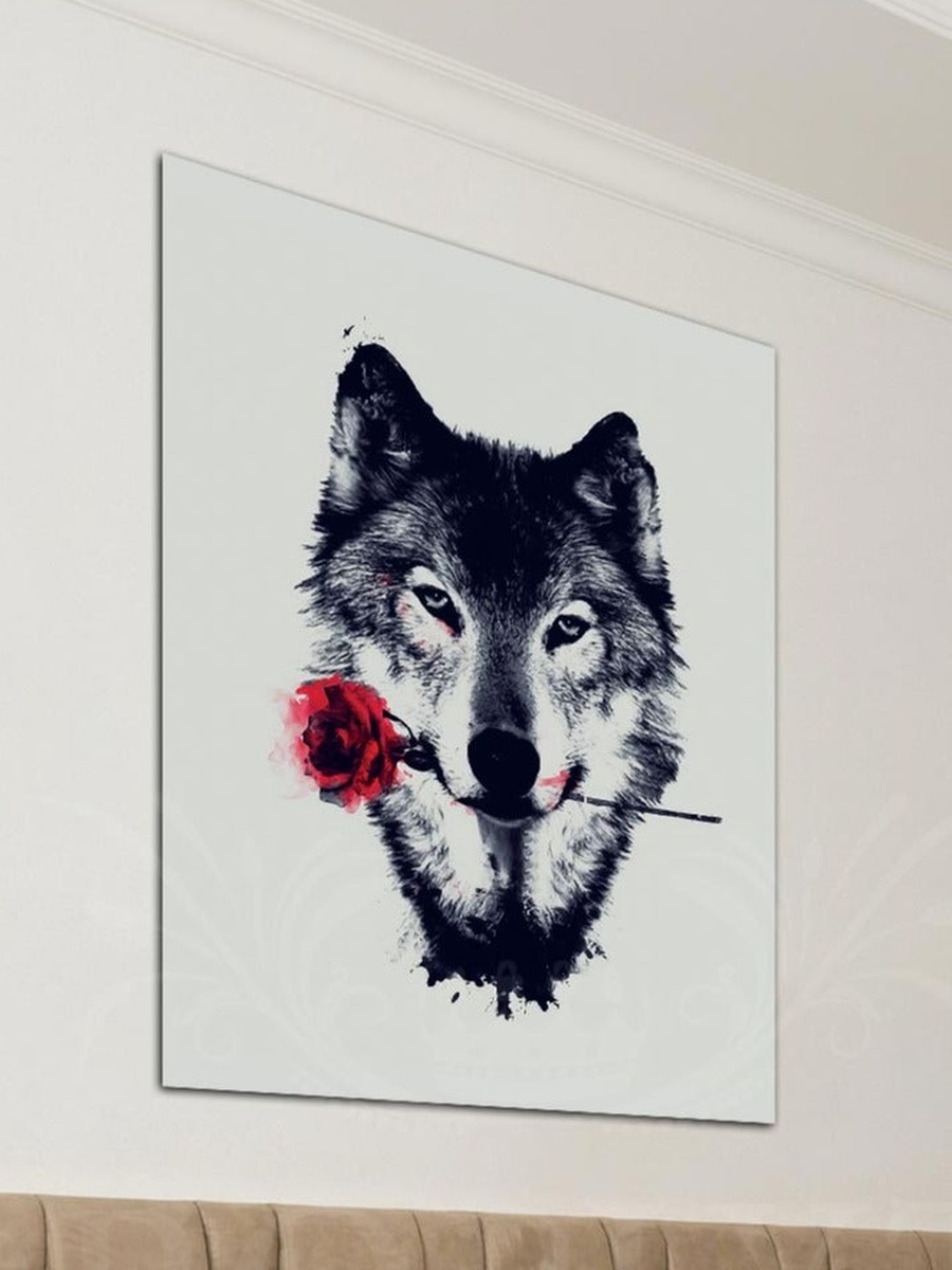 Beautiful Wolf Wall Art Canvas with Wooden Frame, 30cm x 40cm