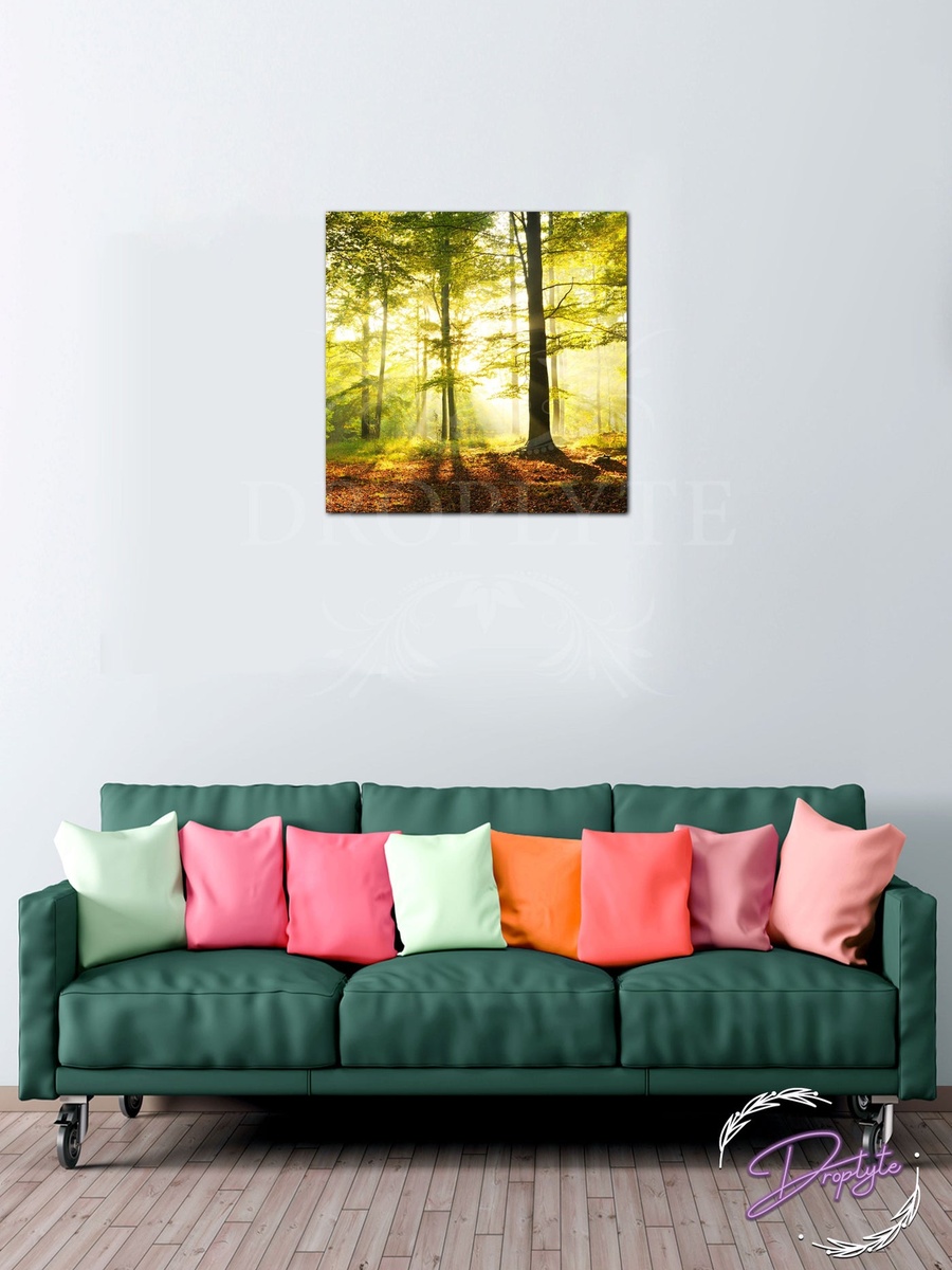 Jungle Trees at noon decorative Wall Art Canvas with Wooden Frame 30cm x 30cm