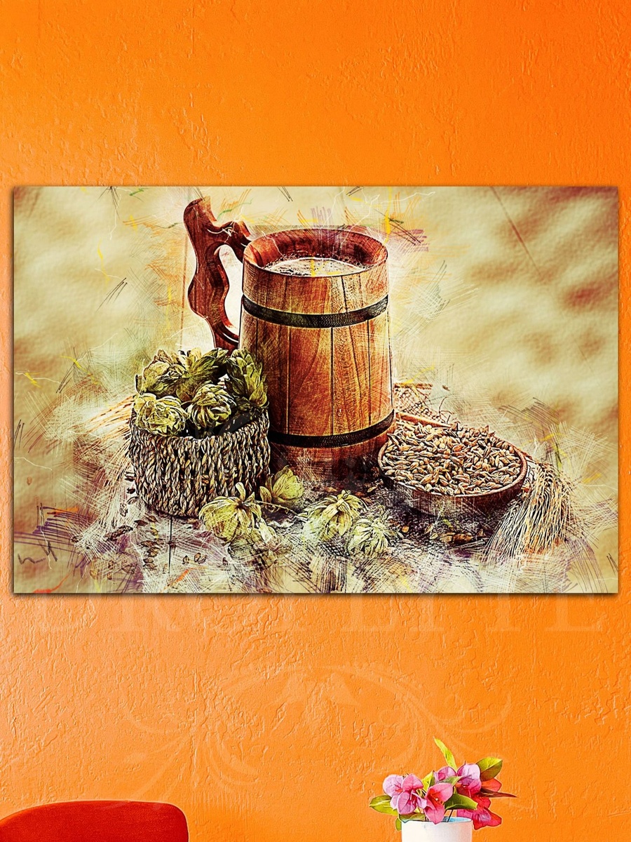 لوحة جدارية ديكورية لرسم أصناف طعام جميلة مع إطار خشبي، 60 سم × 40 سم