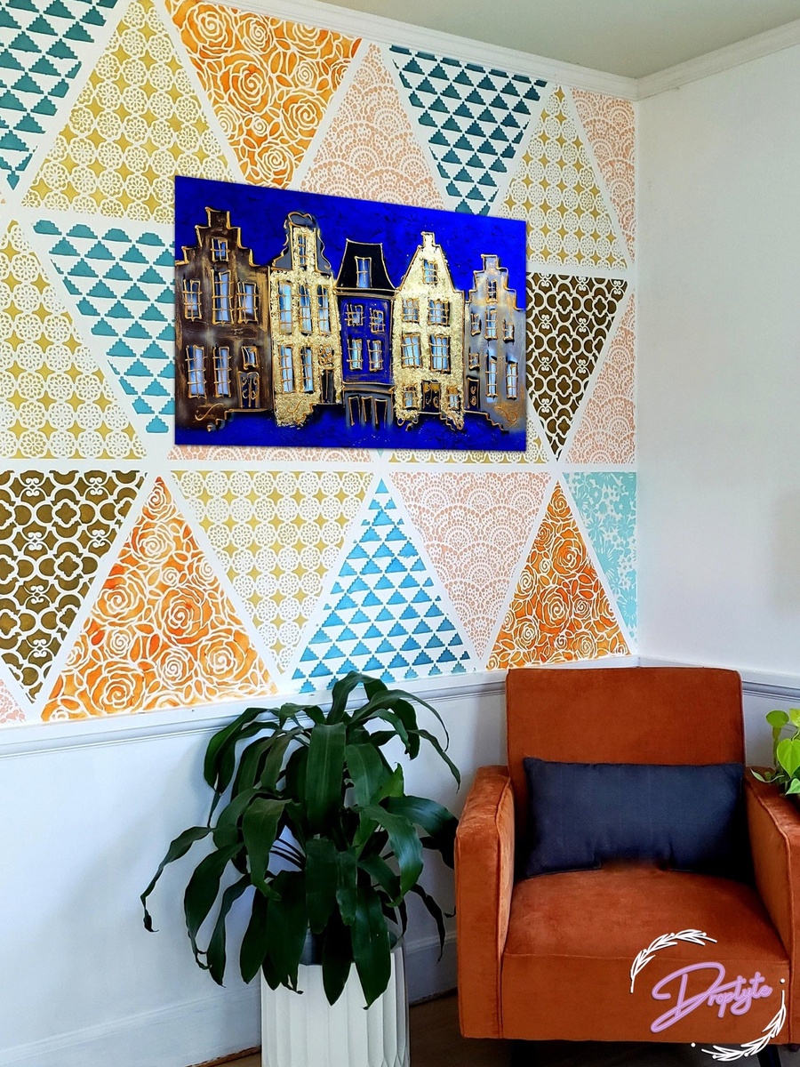Multicolor Buildings Abstract Painting Decorative Wall Art, 60cm x 40cm