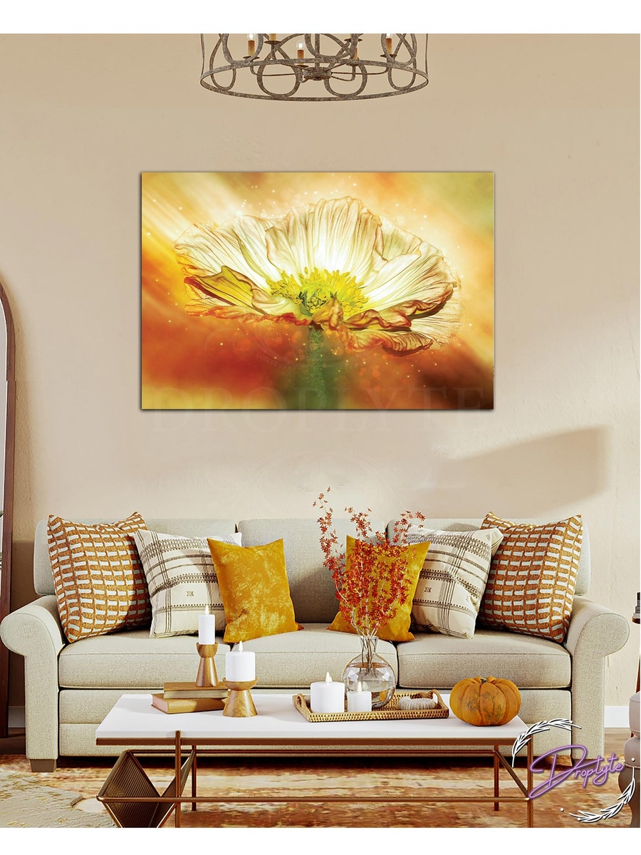Beautiful Flower Painting Wall Art Canvas with Wooden Frame, 60cm x 40cm