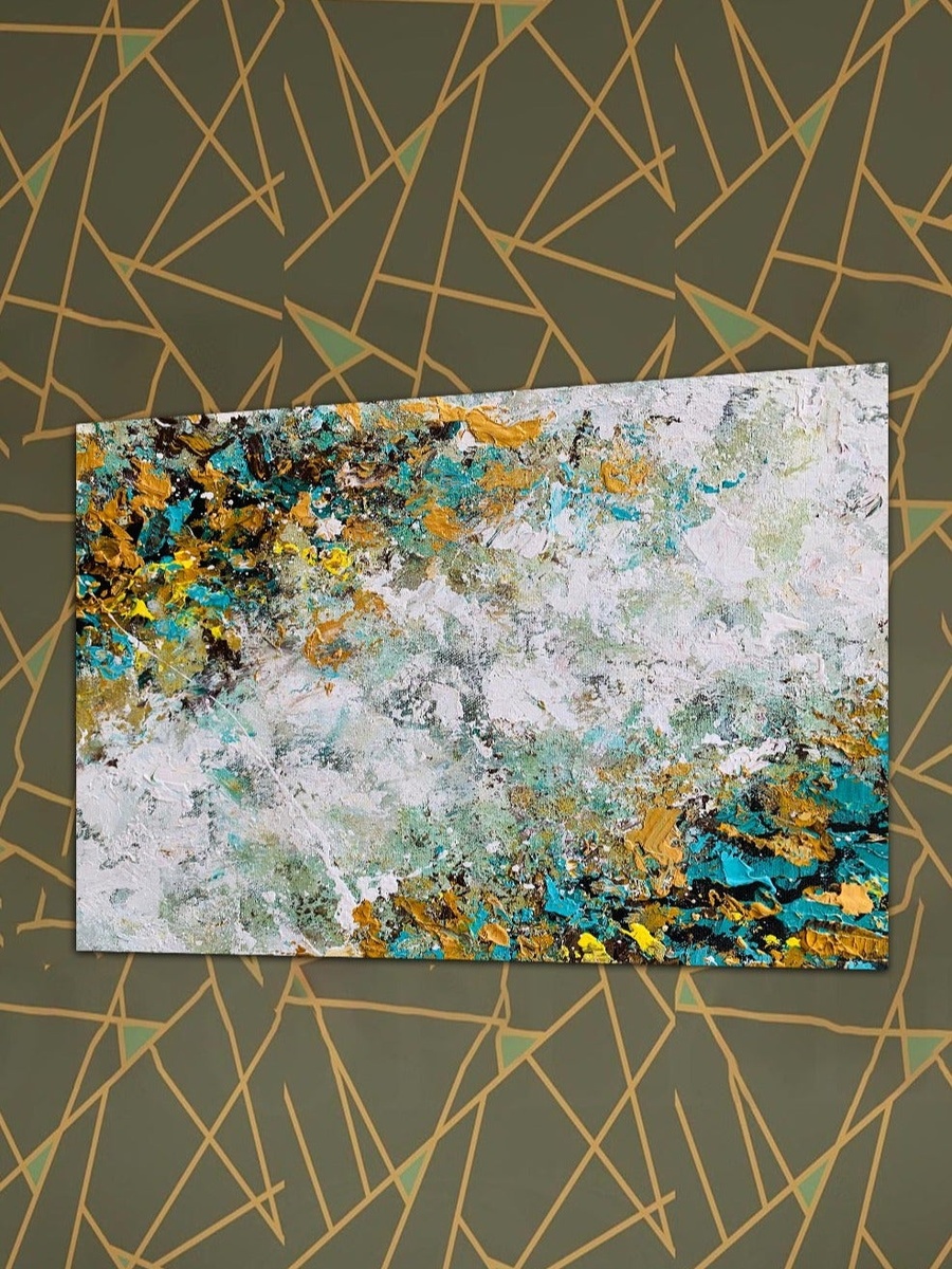 لوحة جدارية ديكورية لرسم تجريدي متعدد الألوان، 60 سم × 40 سم
