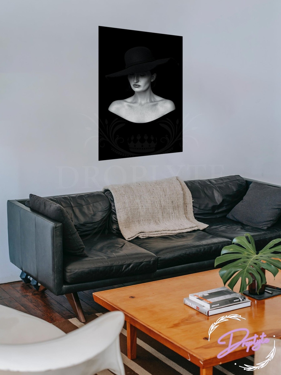 Women in Black Hat Wall Art Wall