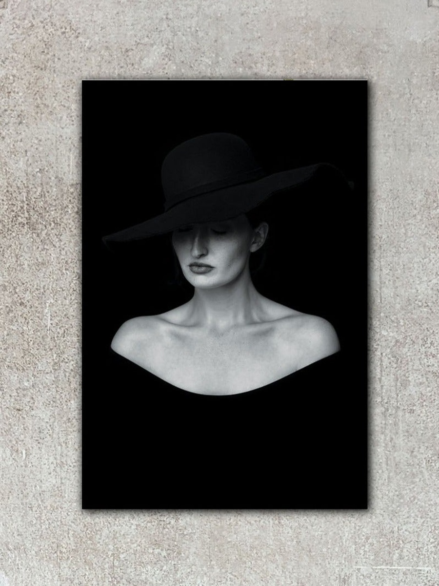 Women in Black Hat Wall Art Wall