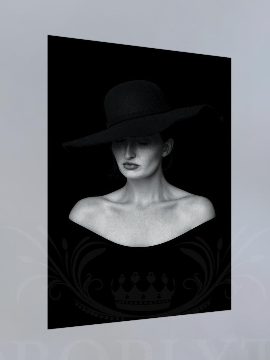 Women in Black Hat Wall Art Wall