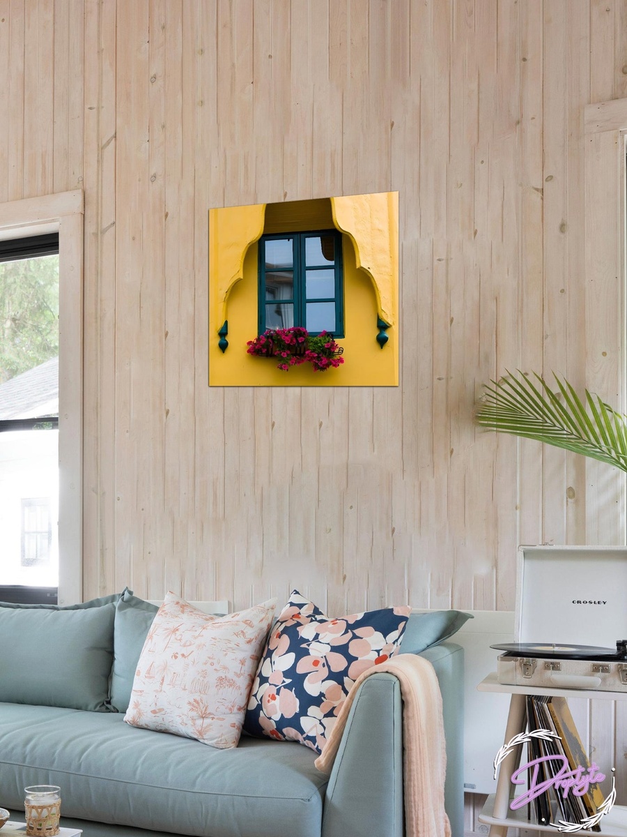 Windows With Flowers Decoration Decorative Wall Art, 30cm x 30cm
