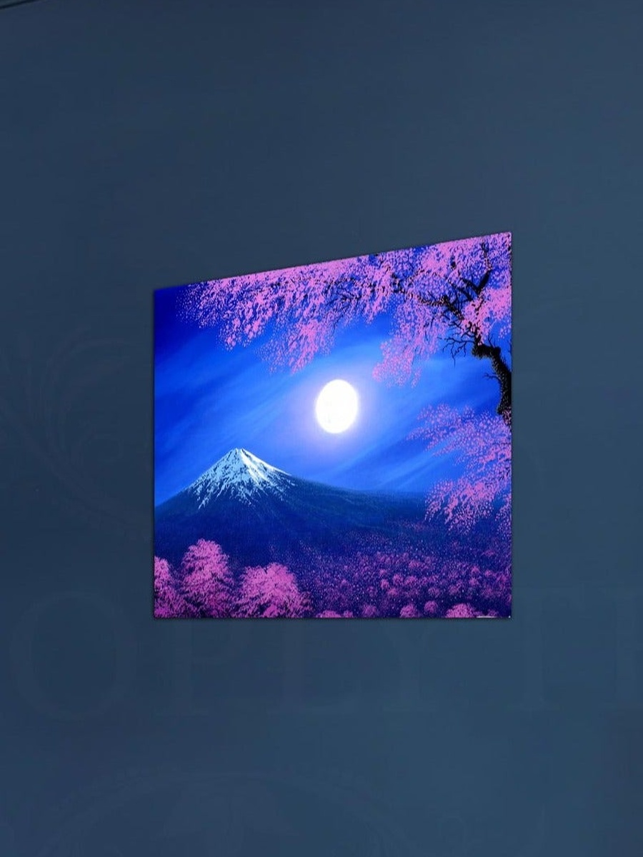 Multicolor Full Moon Night View Digital Painting Decorative Wall Art, 30cm x 30cm