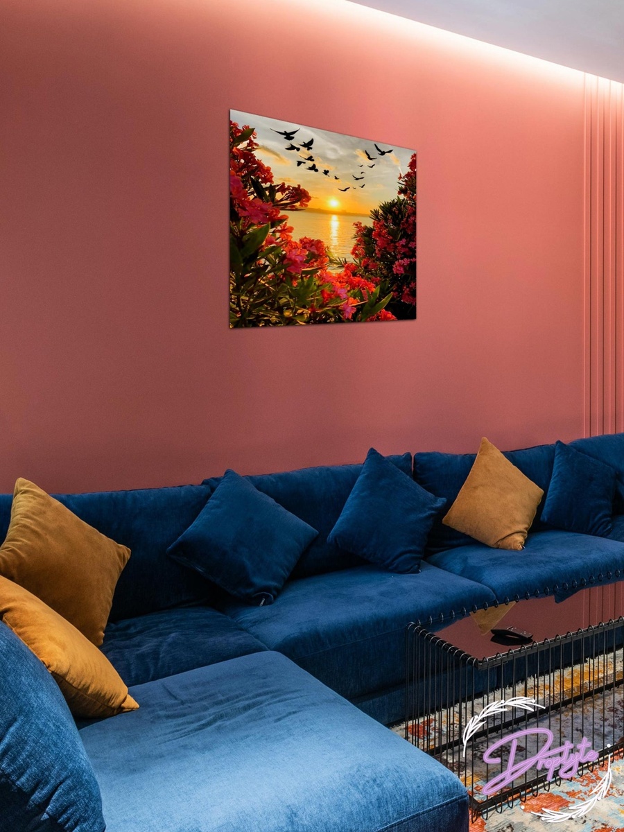 Flying Birds and Sunset Painting Decorative Wall Art, 50cm x 50cm