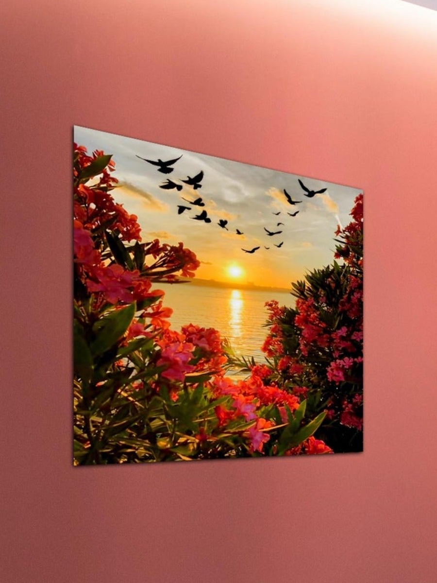 Flying Birds and Sunset Painting Decorative Wall Art, 50cm x 50cm