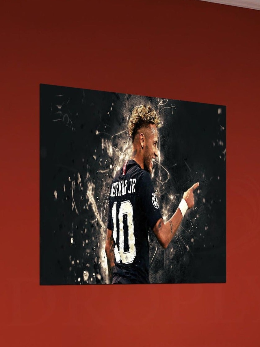 Neymar Junior Football Player Decorative Wall Art, 30cm x 30cm