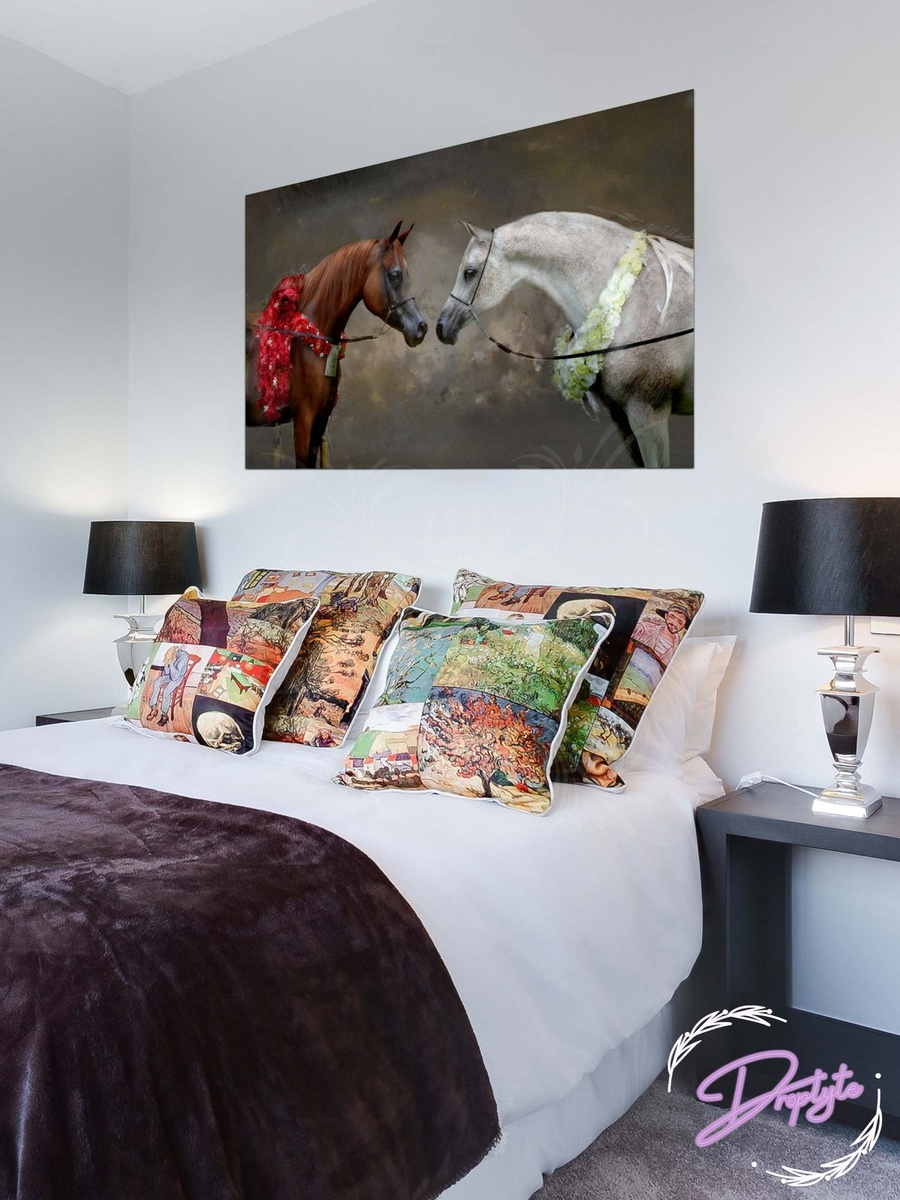 Brown and Grey Horses Artwork Decorative Wall Art, 60cm x 40cm