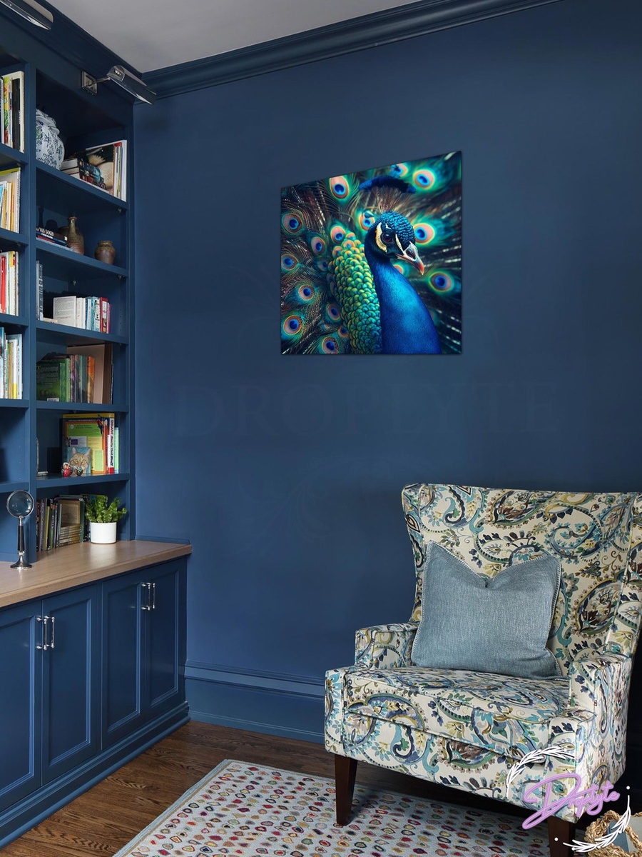 Peacock Animal Canvas Wall Art, 50cm x 50cm
