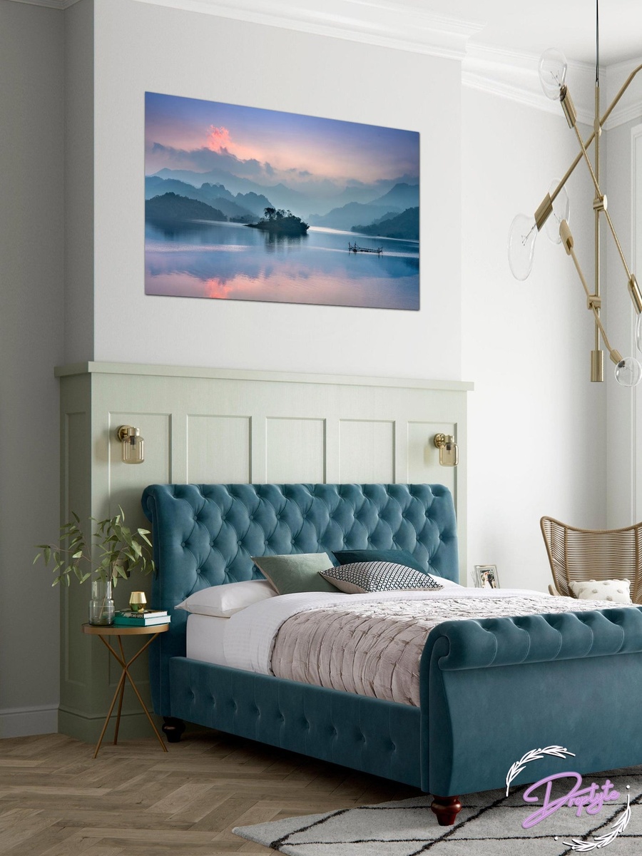 Multicolor Lake and Mountains Digital Painting Decorative Wall Art, 60cm x 40cm