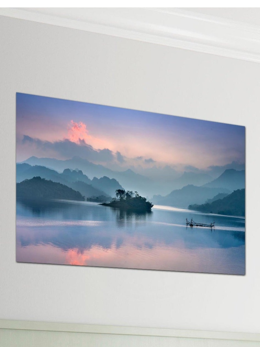 Multicolor Lake and Mountains Digital Painting Decorative Wall Art, 60cm x 40cm