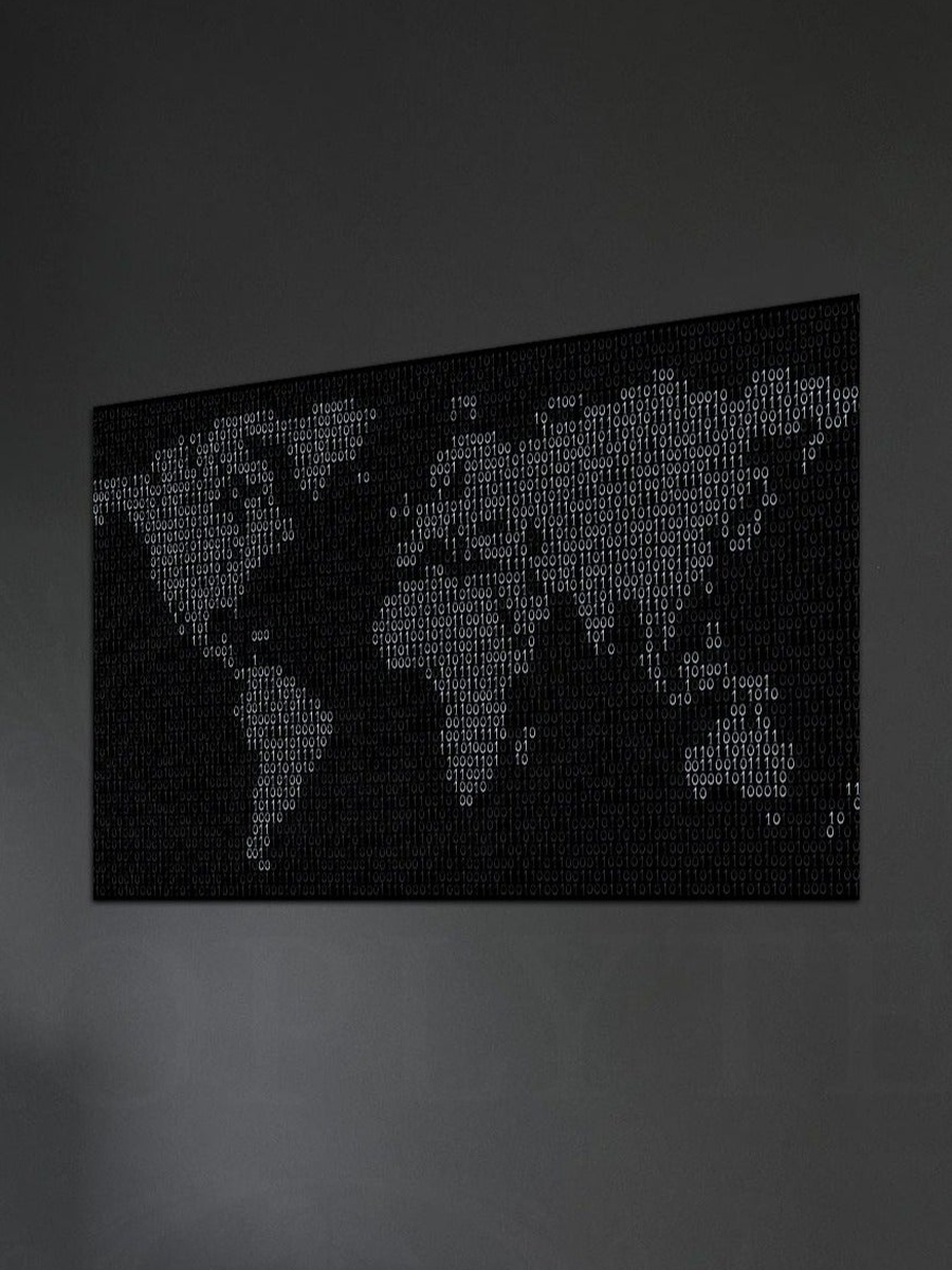 Multicolor World Map Matrix Decorative Wall Art, 60cm x 40cm