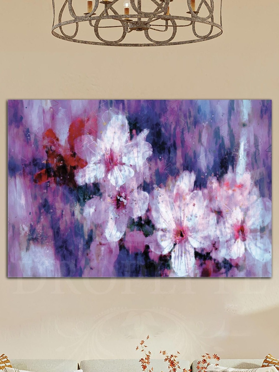 Beautiful White Flowers Painting Decorative Wall Art, 60cm x 40cm