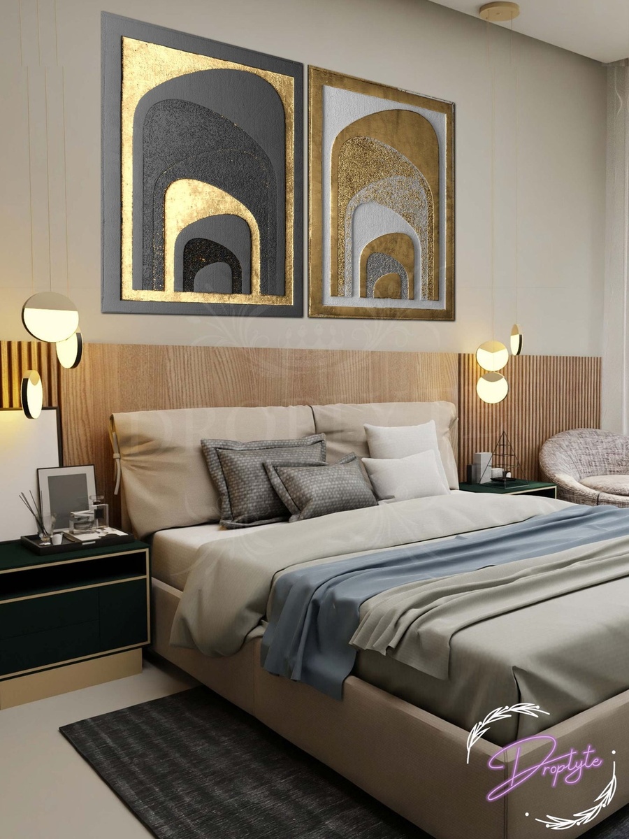 2-Piece Black and Golden Abstract Digital Painting Decorative Wall Art, 120cm x 80cm