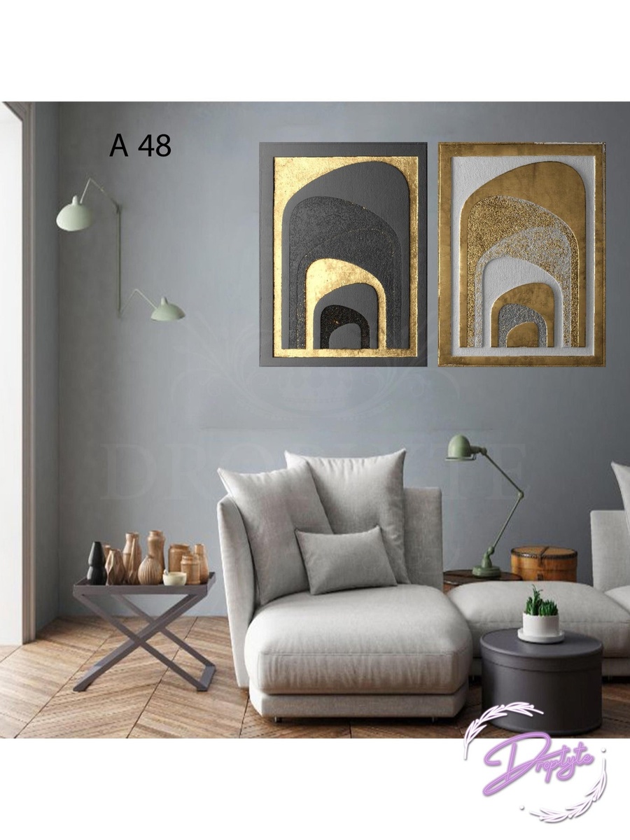 2-Piece Black and Golden Abstract Digital Painting Decorative Wall Art, 120cm x 80cm