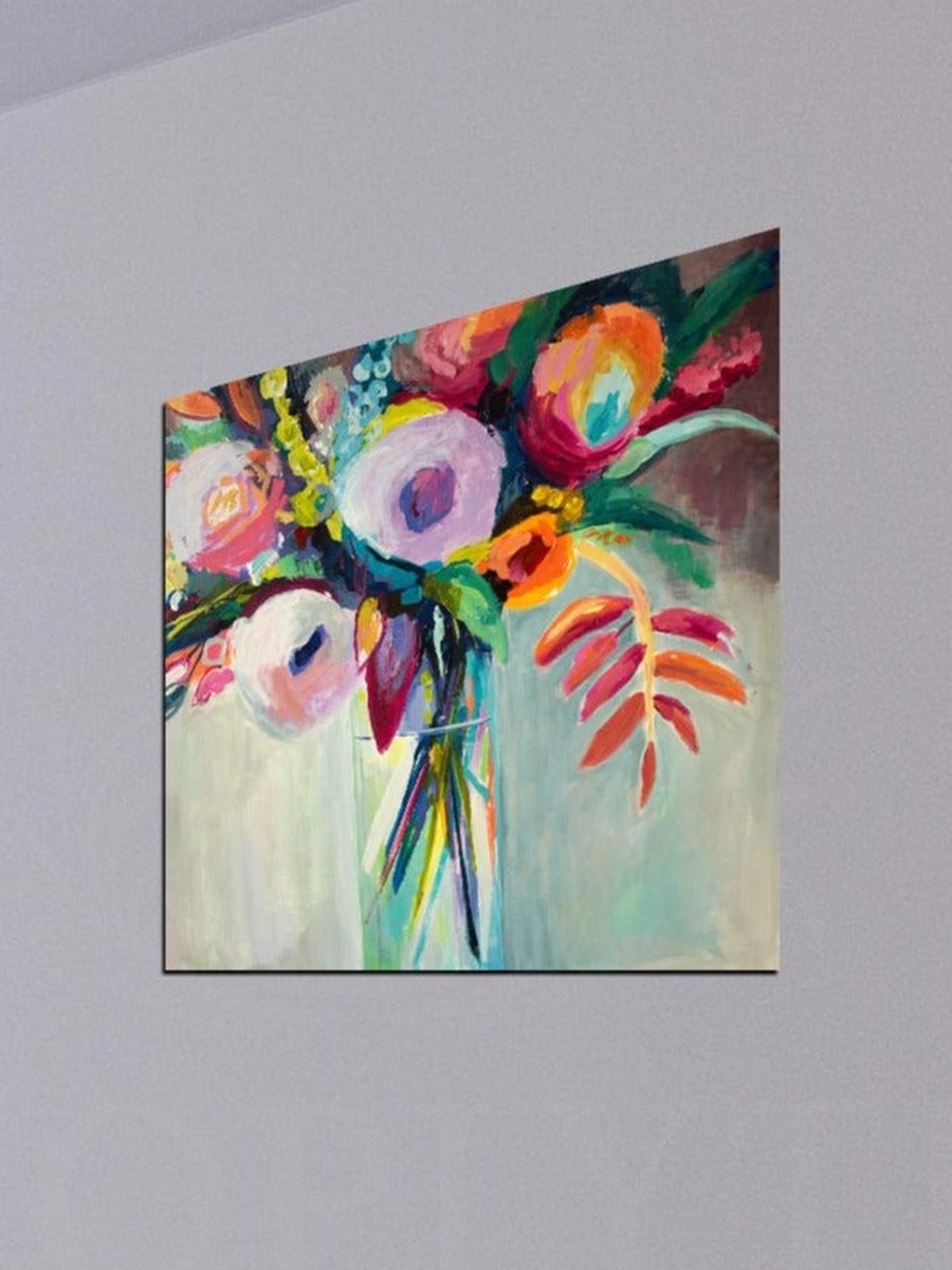 Multicolor Abstract Flowers Painting Decorative Wall Art, 30cm x 30cm