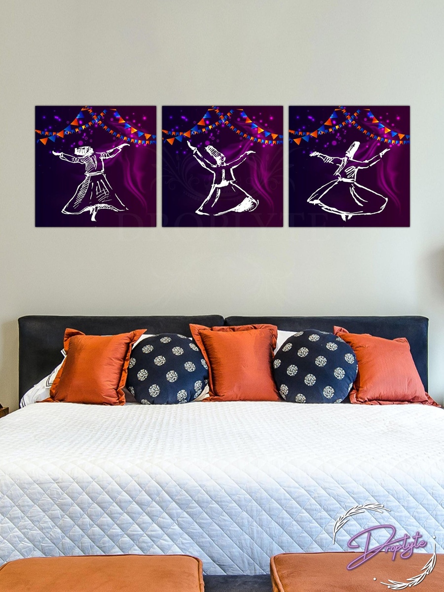 3-Piece Purple Sufism Art Decorative Wall Art 90cm x 30cm