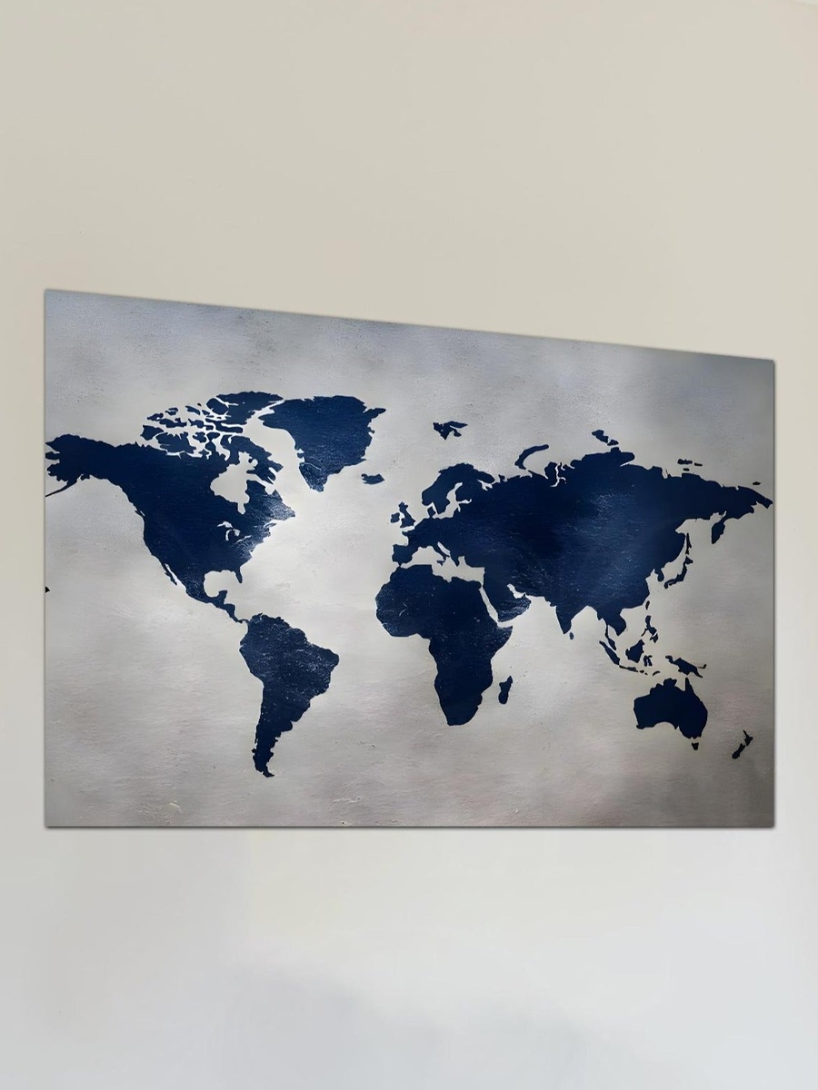 Multicolor World Map Abstract Painting Decorative Wall Art, 60cm x 40cm