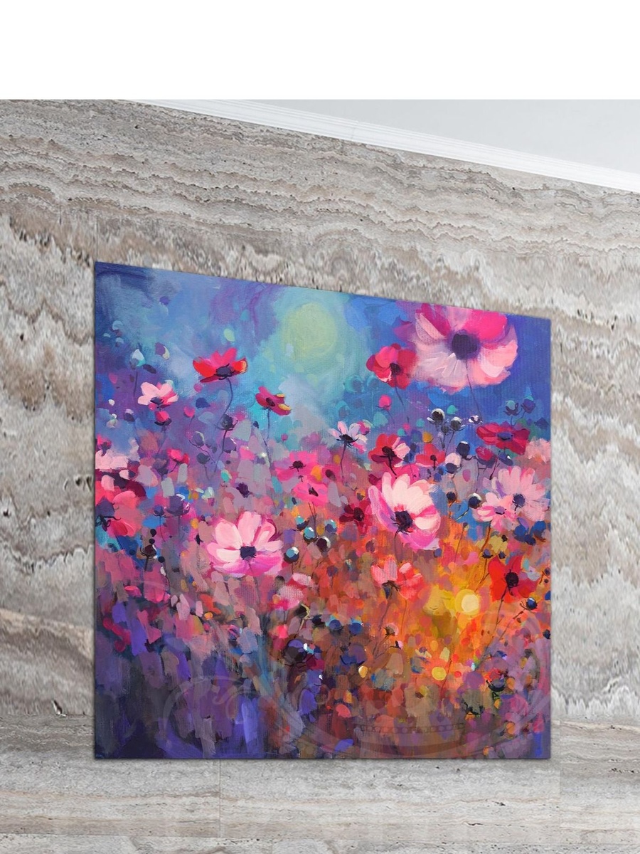 Multicolor Flowers Painting Decorative Wall Art, 50cm x 50cm