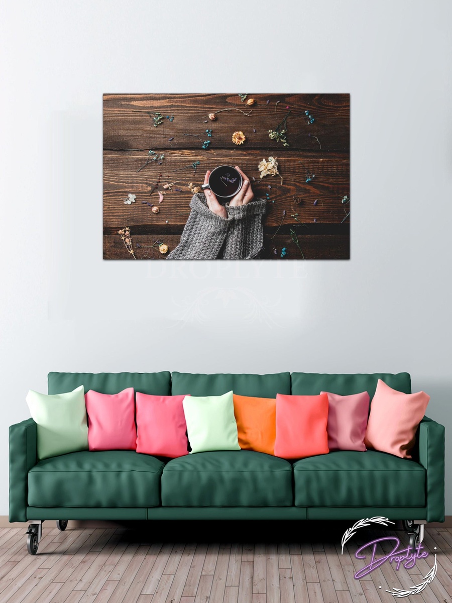 Beautiful Coffee Cup in Hands Decorative Wall Art, 60cm x 40cm