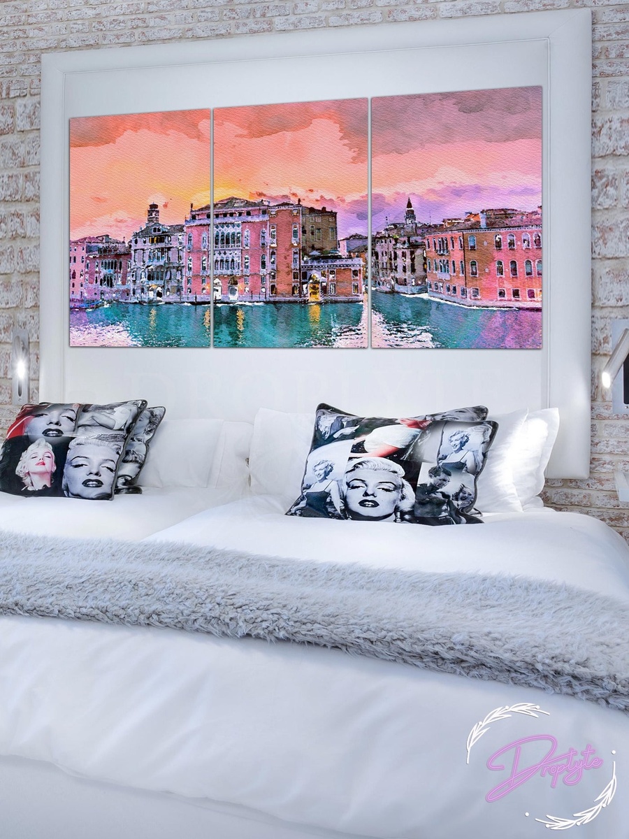 3-Piece Multicolor Venice City Buildings Painting Decorative Wall Art, 120cm x 60cm