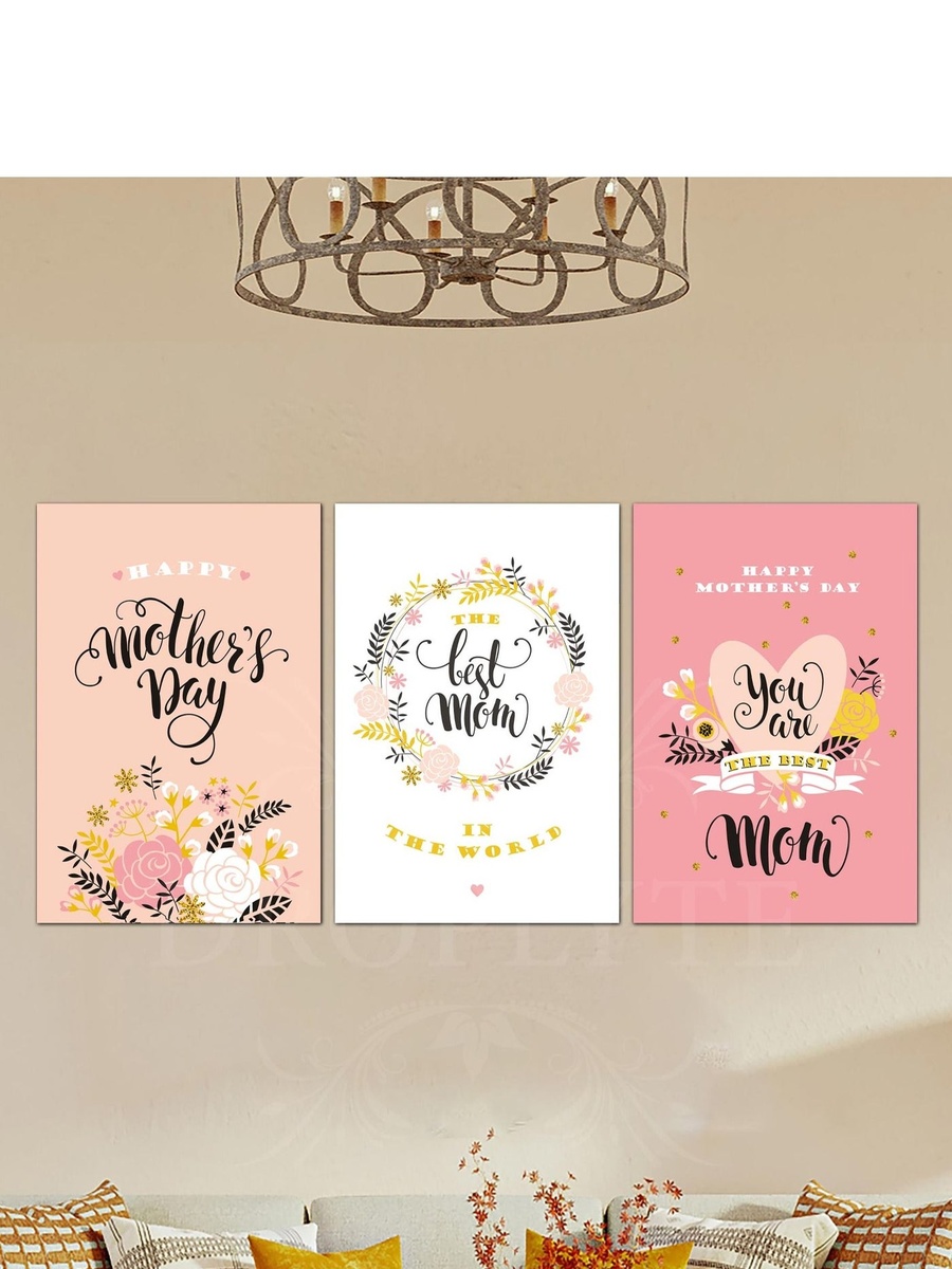 3-Piece Best Mom Mothers Day Special Gift Decorative Wall Art, 120cm x 60cm