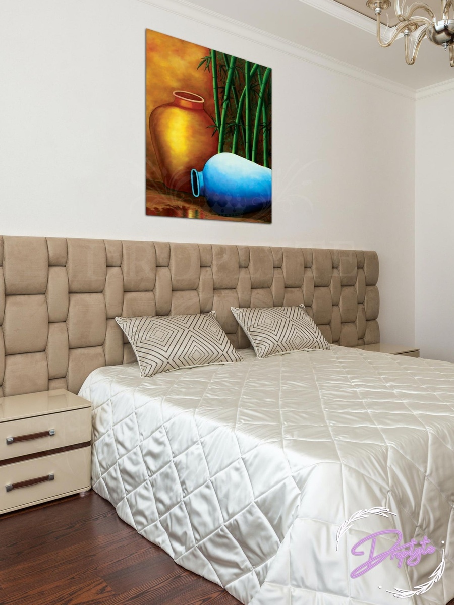 Beautiful Pots Wall Art Canvas with Wooden Frame, 30cm x 40cm
