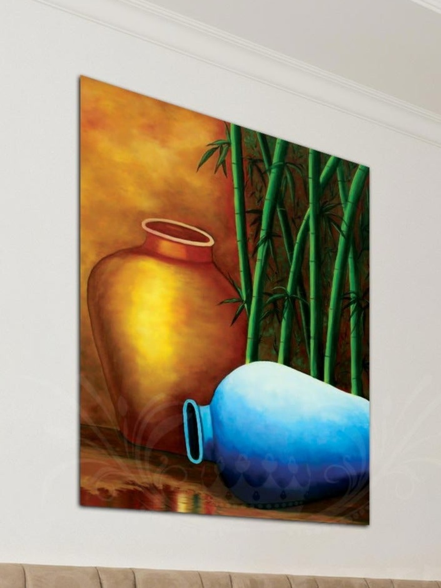 Beautiful Pots Wall Art Canvas with Wooden Frame, 30cm x 40cm