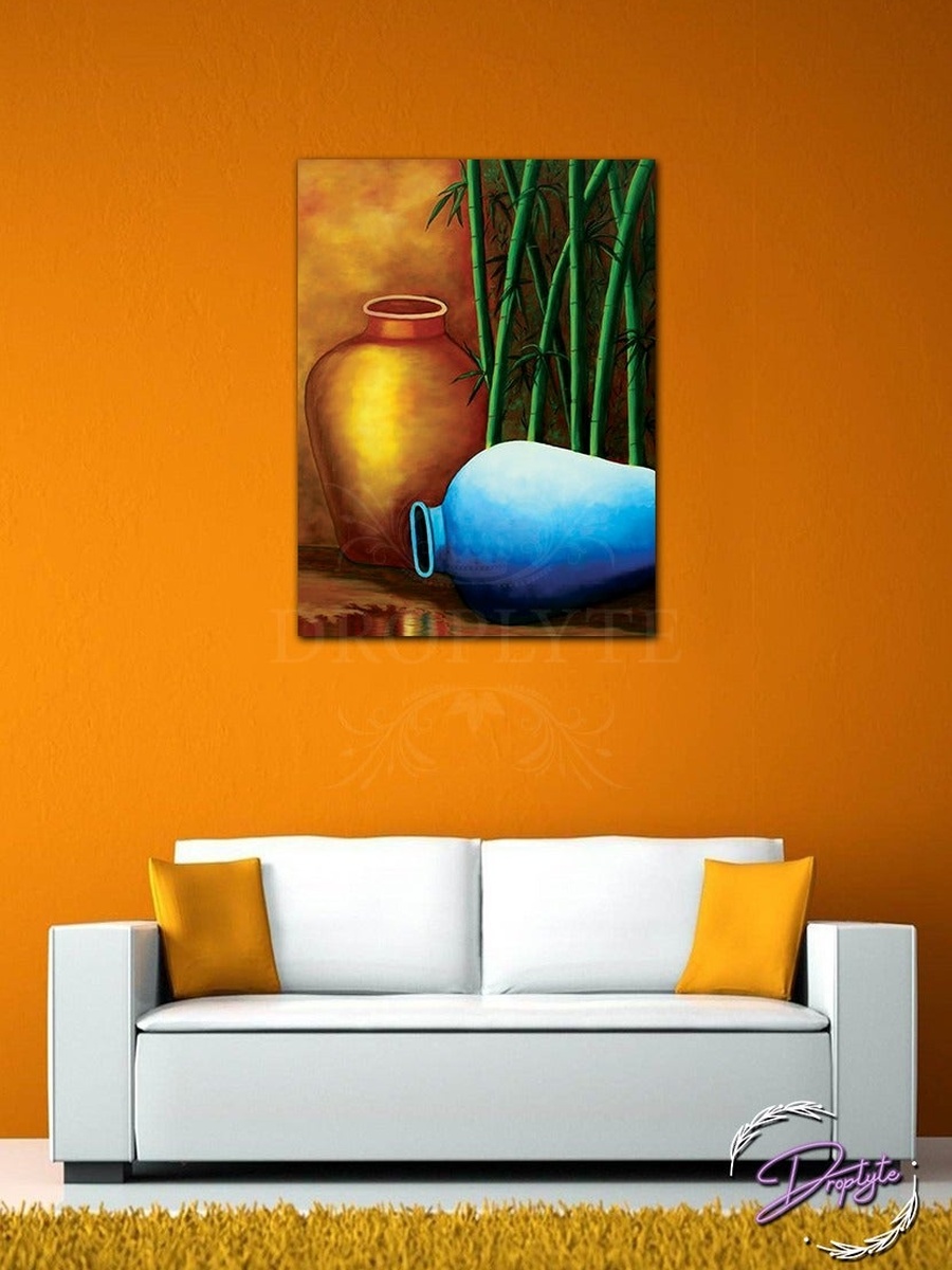 Beautiful Pots Wall Art Canvas with Wooden Frame, 30cm x 40cm