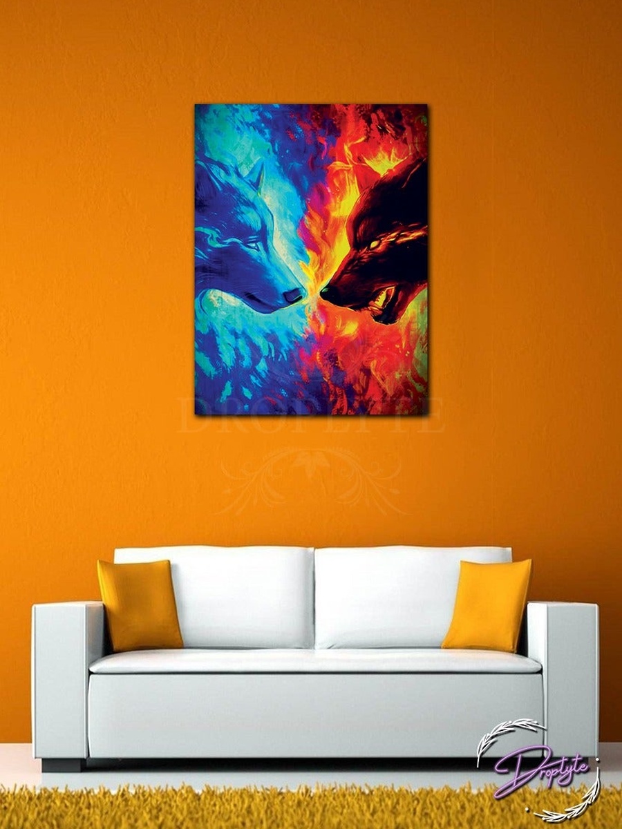 Beautiful Wolves Wall Art Canvas with Wooden Frame, 30cm x 40cm