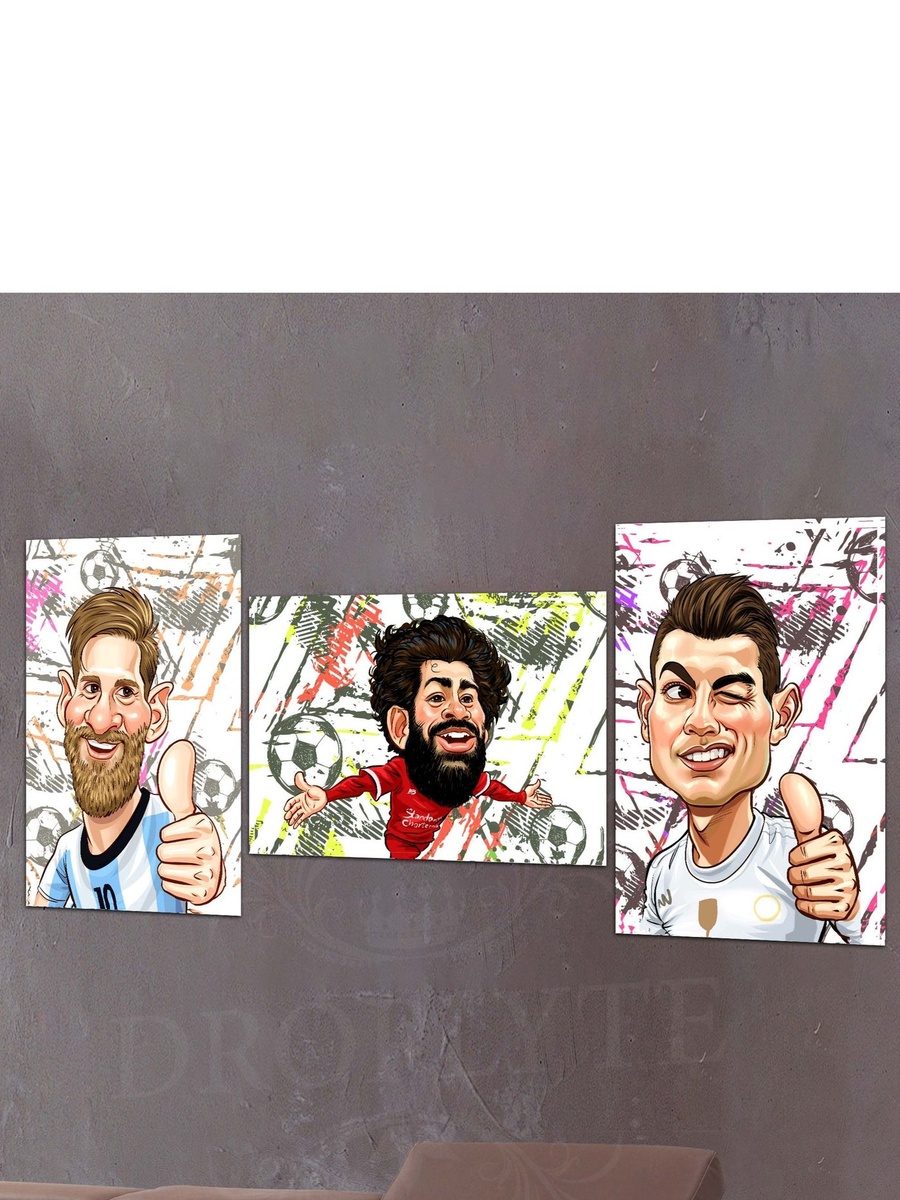 3-Piece Soccer Men Footballers Painting Decorative Wall Art 140cm x 60cm