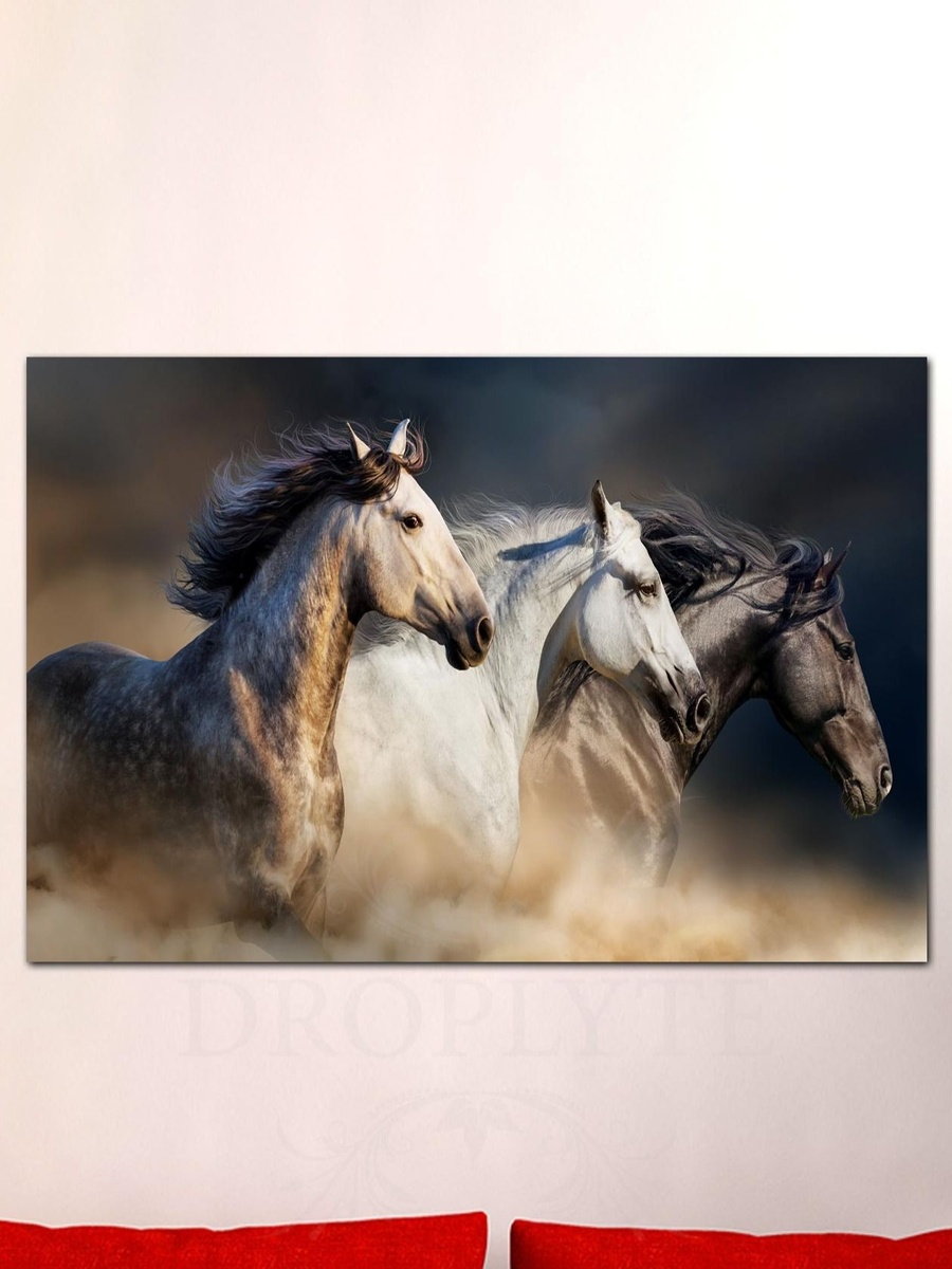Beautiful Horses Wall Art Canvas with Wooden Frame, 60cm x 40cm