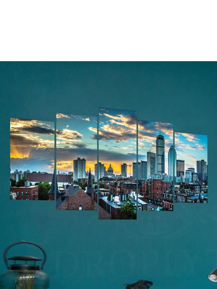 5-Piece Multicolor Skyline City View Decorative Wall Art 100cm x 60cm
