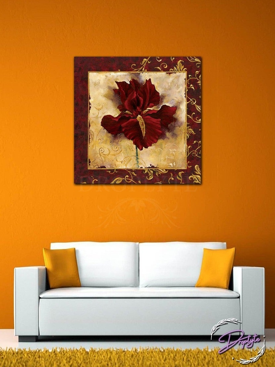 Beautiful Flower Wall Art Canvas with Wooden Frame 30cm x 30cm