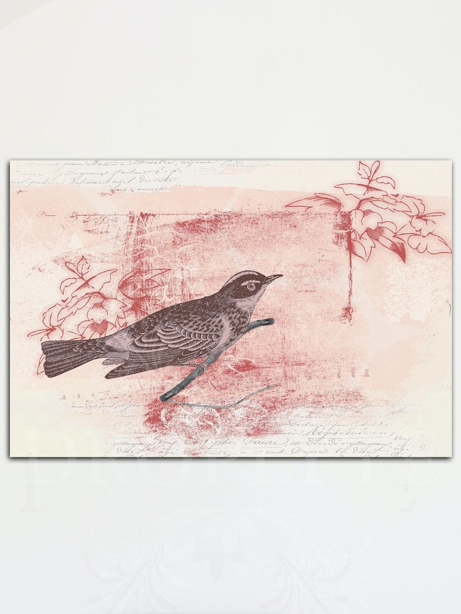 Cute Bird Sparrow Painting Decorative Wall Art Canvas with Wooden Frame, 60cm x 40cm