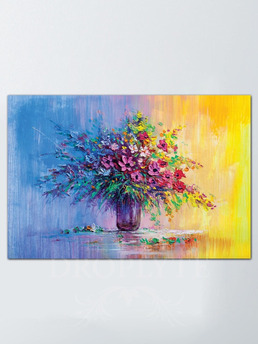 Beautiful Flower Pot Painting Wall Art Canvas with Wooden Frame, 60cm x 40cm