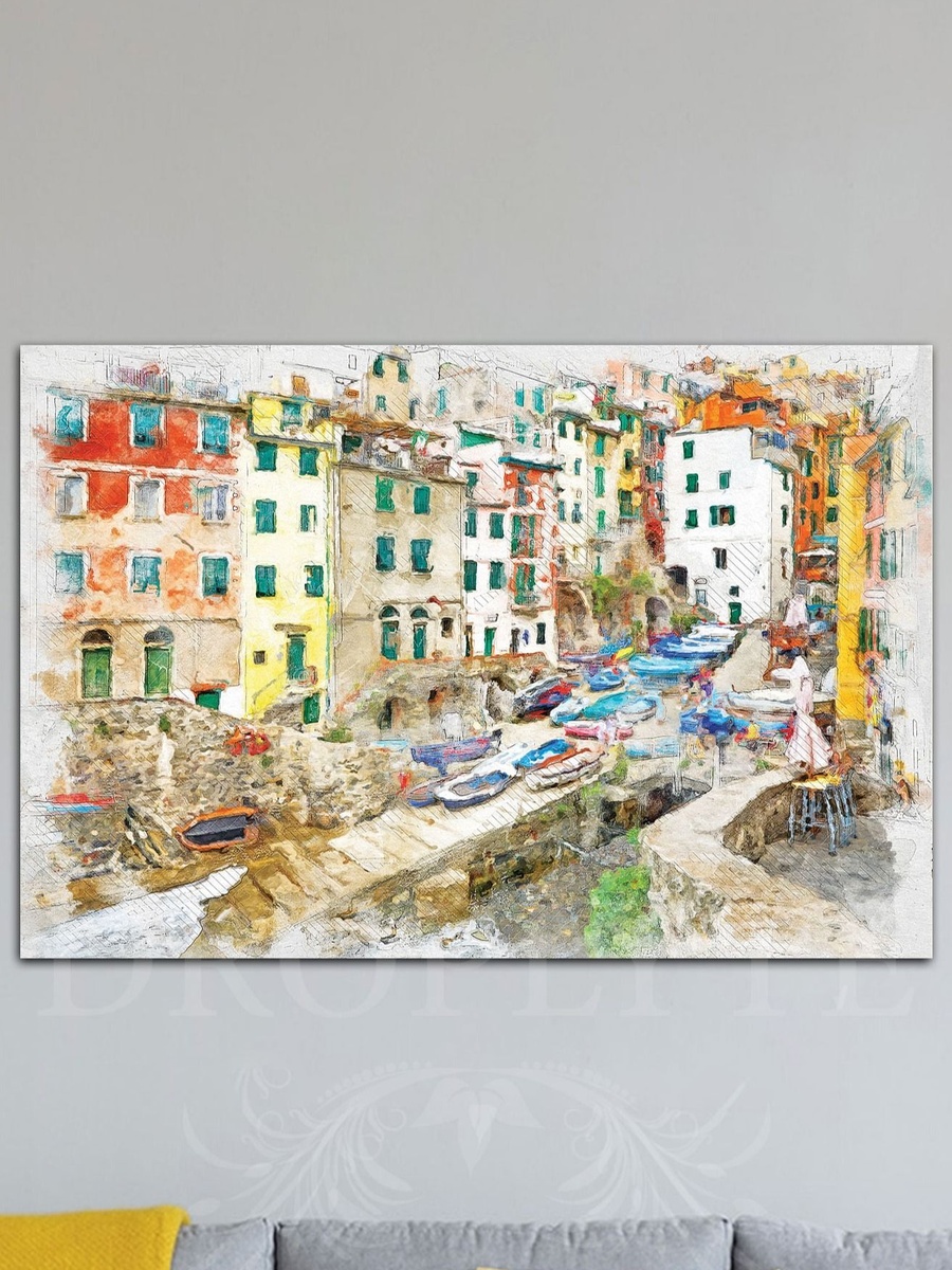 Beautiful Buildings Painting Decorative Wall Art Canvas with Wooden Frame, 60cm x 40cm