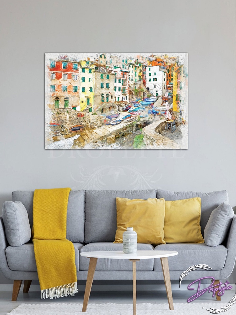 Beautiful Buildings Painting Decorative Wall Art Canvas with Wooden Frame, 60cm x 40cm