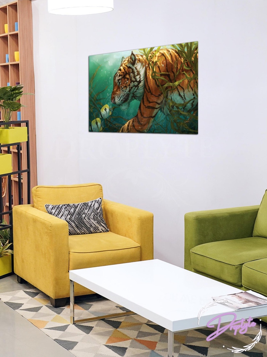 Beautiful Tiger Wall Art Canvas with Wooden Frame, 40cm x 30cm