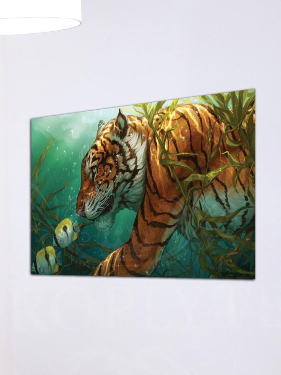 Beautiful Tiger Wall Art Canvas with Wooden Frame, 40cm x 30cm
