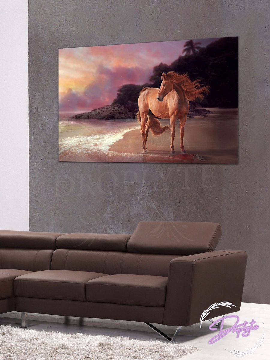 Brown Horse in the Evening Decorative Wall Art, 60cm x 40cm